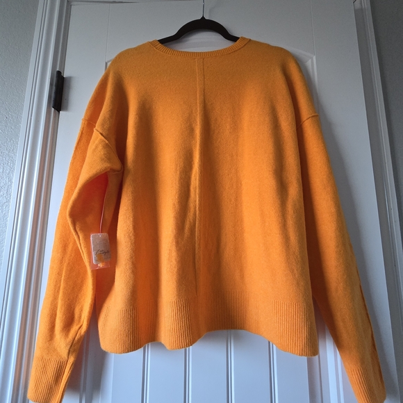 Nwt Free People Luna Pullover Sweater Bright Marigold Oversized Coastal Spring S - Picture 9 of 15